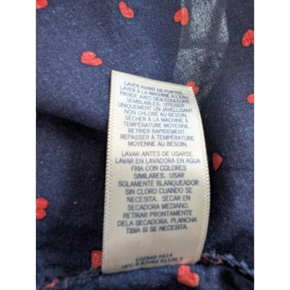 OshKosh Girls 6Yr Top Shirt Front Navy Blue Red Heart Print Cute
